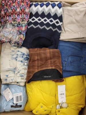 The photo shows a package with clothing in the category TSC.