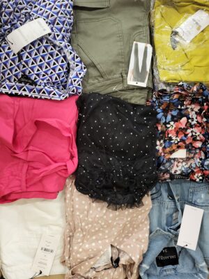 The photo shows a package with clothing in the category TSC.
