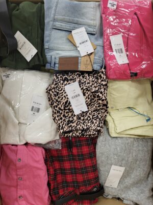 The photo shows a package with clothing in the category TSC.