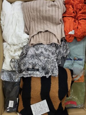 The photo shows a package with clothing in the category TSC.