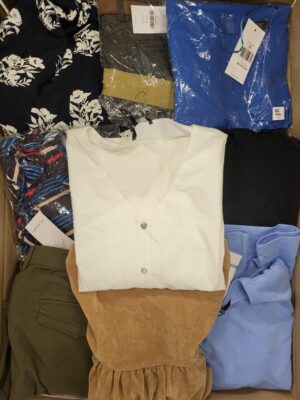 The photo shows a package with clothing in the category TSC.