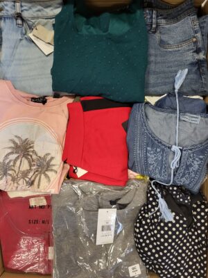 The photo shows a package with clothing in the category TSC.