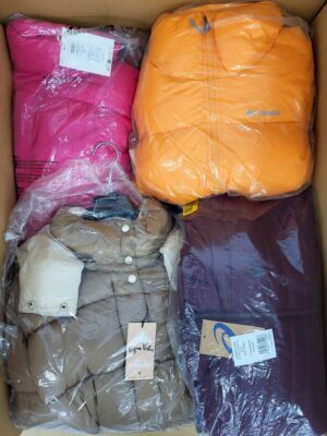 The photo shows a package with clothing in the category AJW.