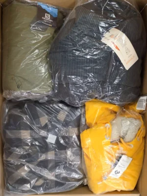The photo shows a package with clothing in the category AJW.