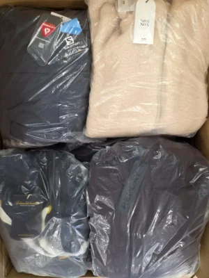 The photo shows a package with clothing in the category AJW.